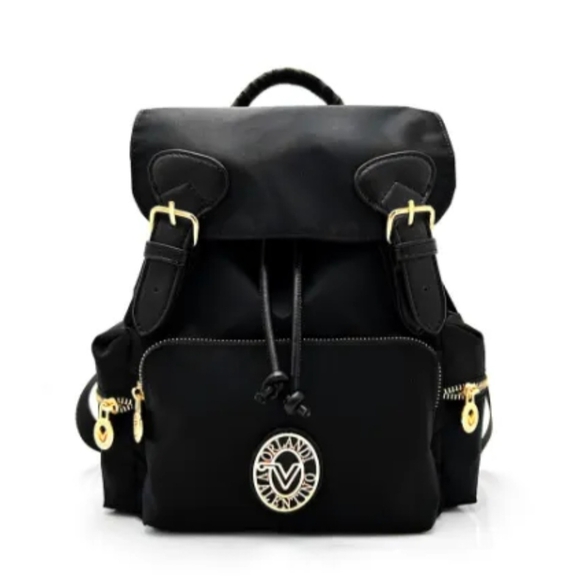 Valentino Orlandi Handbags - Valentino Orlandi Black Backpack with Gold Details